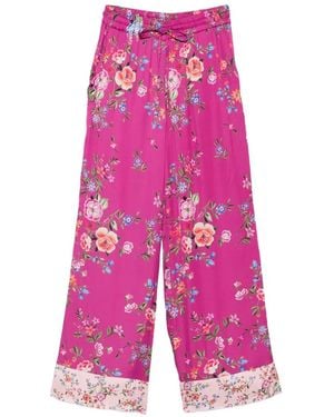 Liu Jo Floral-Pattern Drawstring-Fastening Pants - Pink