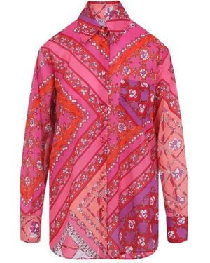 PUCCI Katoenen Blouse Met Bloemen En Patchwork - Rood