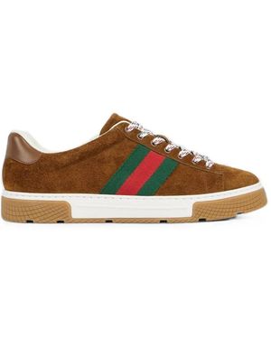 Gucci Ace Trainers With Web - Brown
