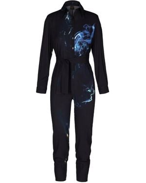 Tessitura Mono Con Estampado De Humo - Azul