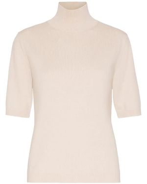 Max Mara Mock-Neck Short-Sleeve Top - White