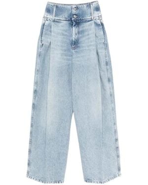 Sportmax Pleated Wide-Leg Jeans - Blue