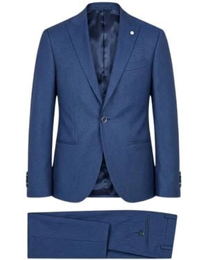 Luigi Bianchi Textured Single-Breasted Suit - Blue