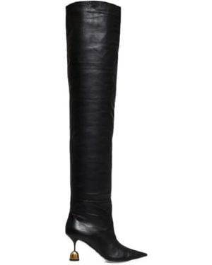 VANDA NOVAK Nicole Leather Knee-High Boots - Black