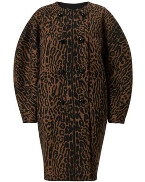 Carolina Herrera Leopard-Jacquard Cocoon Coat - Black
