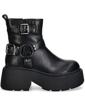 Buffalo Buckle Harness Boots - Black