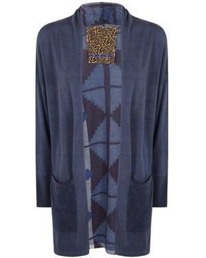 In bed with You Geometric-Print Open-Front Cardigan - Blue