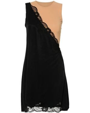 MM6 by Maison Margiela Asymmetrical Midi Dress With Lace Detailing - Black
