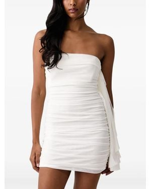 Bardot Ruched Strapless Dress - White
