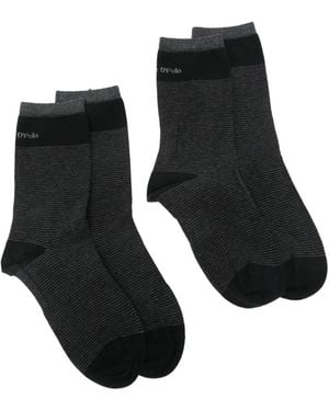 Marc O' Polo Striped Logo-Detail Socks - Black