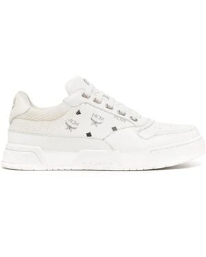 MCM Skyward Monogram-Print Sneakers - White