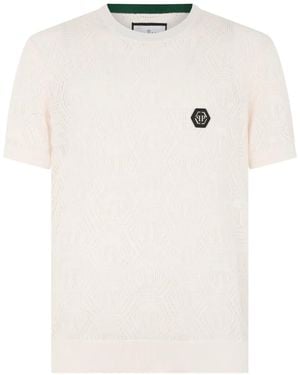 Philipp Plein Openwork Monogram T-Shirt - White