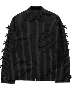 TAKAHIROMIYASHITA TheSoloist. Ribbons Brit Pinstripe-Pattern Shirt Jacket - Black