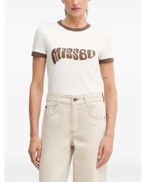 Miss Sixty Appliquéd Ringer T-Shirt - White