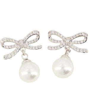 Self-Portrait Bow-Detail Earrings - White