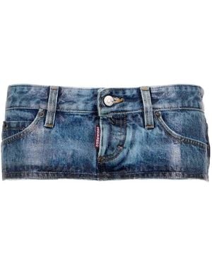 DSquared² Minijupe Hot En Jean Délavée - Bleu