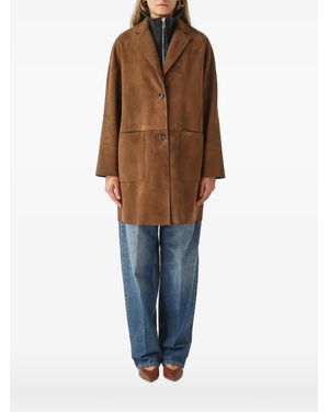 The Jackie Leathers Suede Notch-Lapel Jacket - Brown