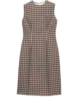 Prada Abito Midi A Quadri - Marrone