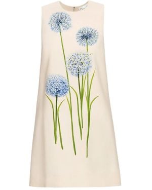 Oscar de la Renta Allium Wool Mini Dress - White