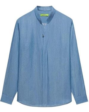 Shanghai Tang Mandarin-Collar Shirt - Blue