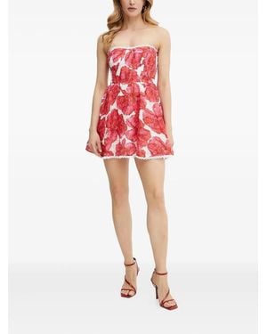 Charo Ruiz Floral-Print Smocked Mini Dress - Red