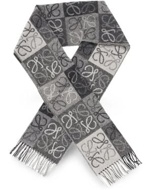 Loewe Anagram Fringed Scarf - Gray