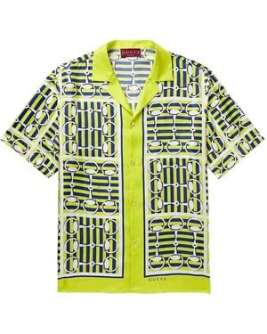 Gucci Camisa bowling estampada - Verde