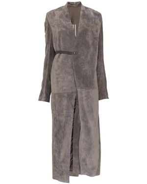 Rick Owens Suede Wrap-Style Coat - Gray