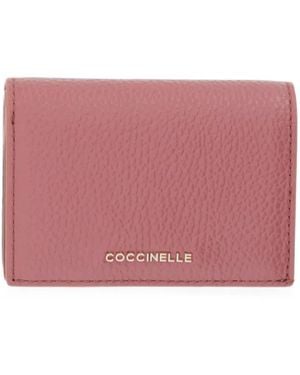 Coccinelle Grainy-Leather Logo-Plaque Wallet - Pink
