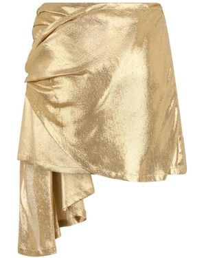 Alberta Ferretti Metallic-Finish Draped Mini Skirt - Natural