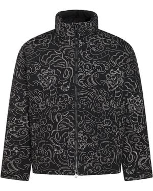 KENZO Floral-Print Padded Jacket - Black