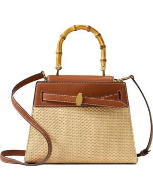 Veronica Beard Bamboo-Handle Raffia Tote Bag - Brown