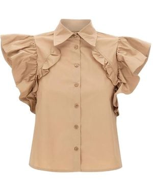 Kaos Ruffled Cropped Shirt - Natural