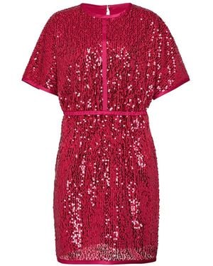 Club21 Collection Sequin-Embellished Short-Sleeve Mini Dress - Red