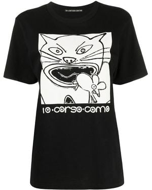 10 Corso Como Cat-Print Cotton T-Shirt - Black