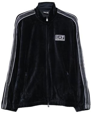 EA7 Velvet Side-Stripe Sweatshirt - Black