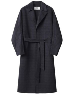Maison Kitsuné Abrigo A Cuadros Con Cinturón - Azul