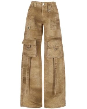 Blumarine Faded-Effect Cargo Pants - Natural