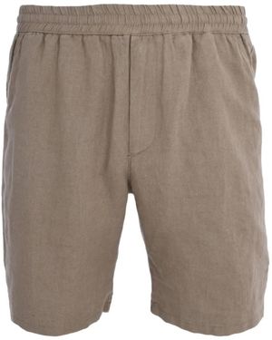 BLUEMINT Elasticated-Waistband Linen Shorts - Gray
