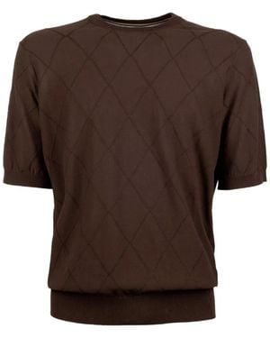 Peserico Argyle Short-Sleeve T-Shirt - Brown