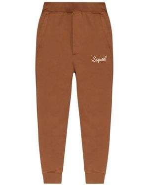 DSquared² Embroidered-Logo Track Trousers - Brown