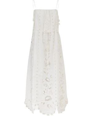 FARM Rio Richelieu Floral-Embroidered Maxi Dress - White