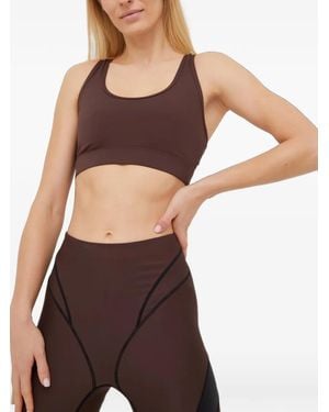 P.E Nation Rudimental Scoop-Neck Racerback Sports Bra - Brown