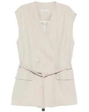 Antonelli Ellen Double-Breasted Belted Waistcoat - White