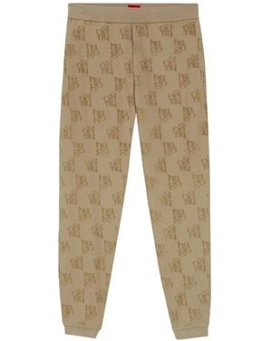 HUGO Logo-Embossed Track Trousers - Natural