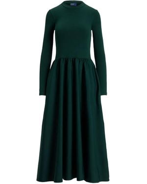 Polo Ralph Lauren Long-Sleeve Gathered Midi Dress - Green