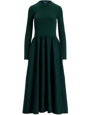 Polo Ralph Lauren Long-Sleeve Gathered Midi Dress - Green
