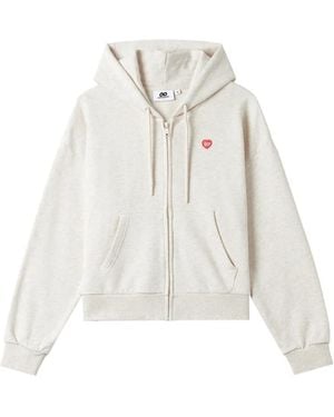 Chocoolate Logo-Patch Zip-Up Hoodie - White