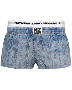 Natasha Zinko Checkered Shorts - Blue