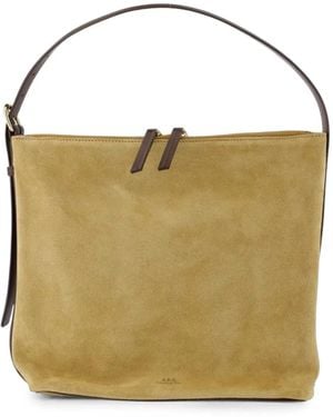 A.P.C. Vera Suede Shoulder Bag - Natural